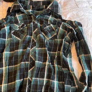 Cold shoulder blue flannel